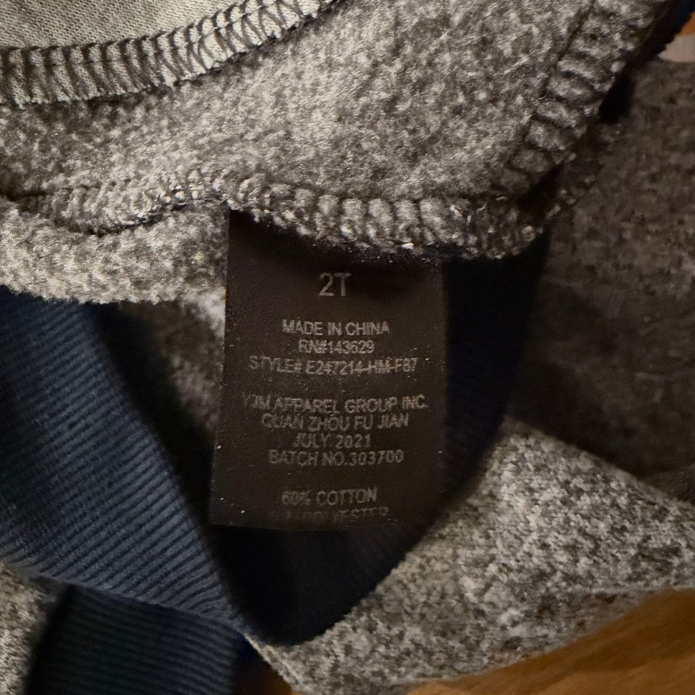 Encrypted Boys Gray Navy Blue Yellow Stripe Full Zip Fleece Hoodie Sweatshirt 2T - Picture 4 of 4
